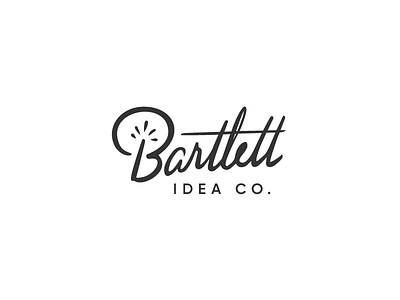 Bartlett Idea Co. Branding black calligraphy idea lightning script spark white