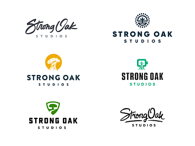 Strong Oak Studios Concepts branding logo oak script strong tree