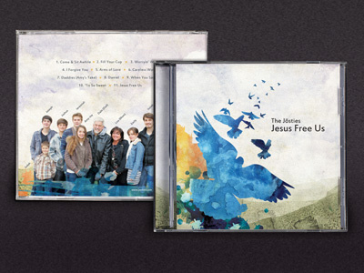 Josties CD Cover Design album bird blue cd josties music parchment texture watercolor