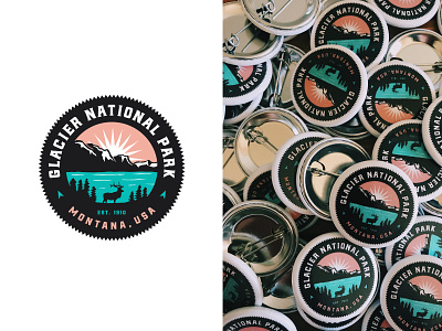 Glacier National Park Buttons button crest elk glacier mountain national park sticker stickermule