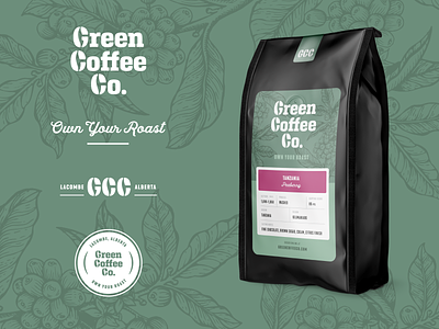 Green Coffee Co. Final Assets bag beans branding coffee green lettering logo packaging plant roast