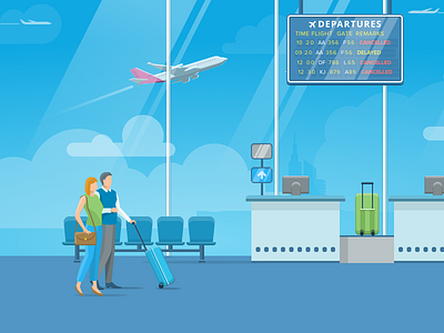 Airport illustration airport flat illustration vector