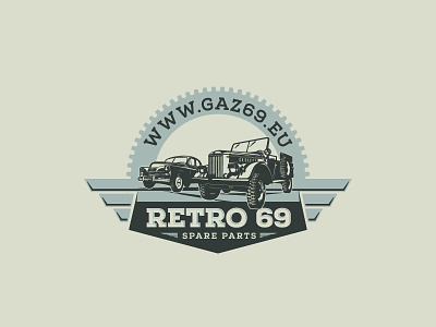 Logo design of vintage soviet cars gaz gaz 69 icon login m20 pobeda retro soviet soviet car spare parts vintage car
