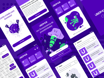 UBERHUB - App aplicativo app design illustration mobile purple ui ux