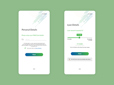 Loan Mobile Application interface