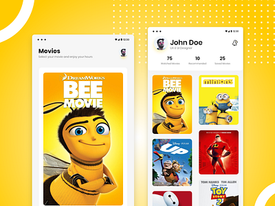 Movie App appdesign cards cartoon cleandesign modernapp movie movieapp simple uxui