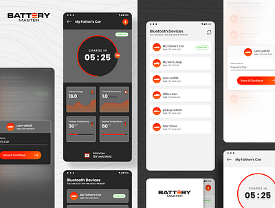 Vehicle's battery charging app design auto battery batterycharging car carapp carbatterychargingapp