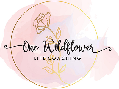 One Widflower logo beauty colorful creative feminine flower gold illustration plant watercolor