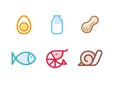 Allergen Icons allergen egg fish icons milk shellfish snail