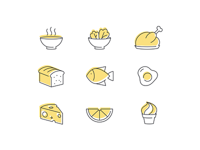 Food Icons bread cheese eggs fish food icon icons lunch meat salad soup soupgraphix