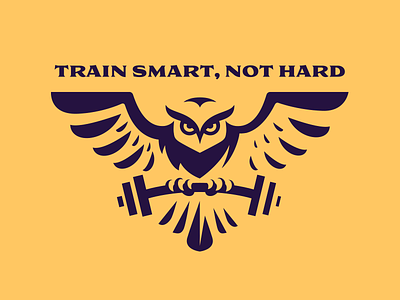 Train Smart, Not Hard bird fitness gym logo logodesign logotype owl