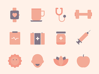 Icon Set - Health and Fitness app icon clean design fitness graphic health icon icon set iconography medical mental health