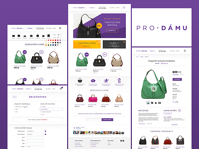 E-shop with hand bags - full categories clean ecommerce eshop handbag handbags product purple shop web design webdesign white