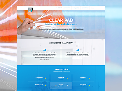 Clear Pad blue clean colors landing light minimalistic museo onepage orange page three typography