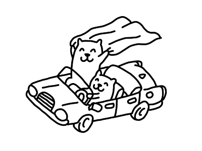 Chill Driving cartoon cartoon character cat cat drawing cat illustration character design drawing drive hand drawing line art line drawing logo print shirt sticker vector