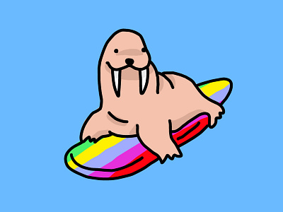 Walrus on Surfboard