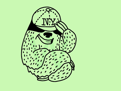 Sloth NY cap cartoon character design drawing hand drawing illustration line art line drawing logo new york new york cap ny ny cap print shirt sloth sticker vector