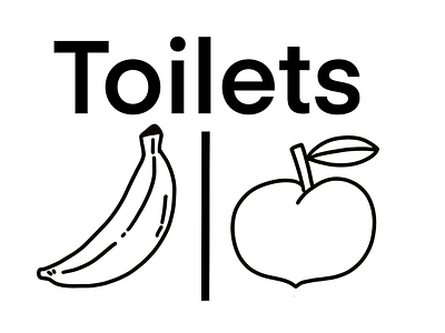 Toilet sign banana female male man men peach sign symbol toilet woman women