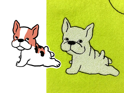 From my drawing to embroidery design. embroidery embroidery design french bulldog patch pes sewing