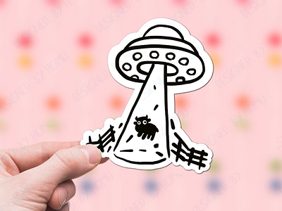 From mydesign, to physical sticker. abduction alien sticker stickers ufo waterproof