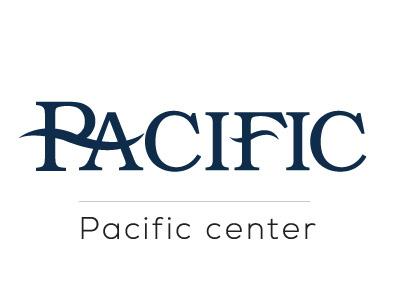Pacific center logo branding building center identity letter logomark logotype navy ocean pacific wave