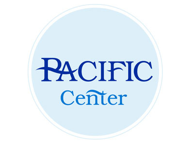 Pacific center logo blue branding circle design identity logo ocean pacific wave