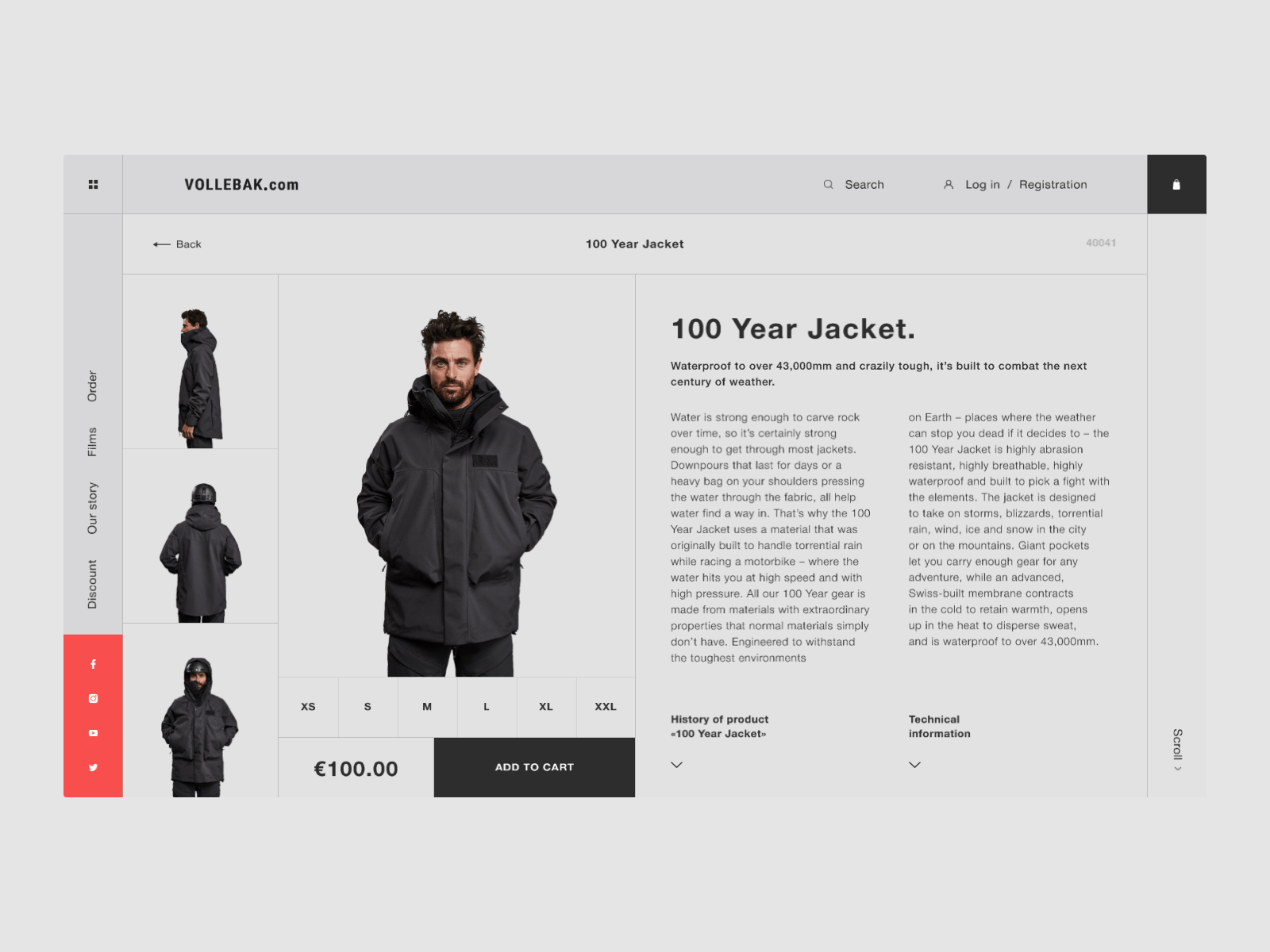 Vollebak — design concept Product page