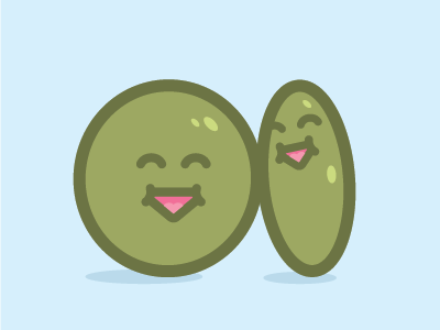 The Laughing Lentils (edited) character cute food green illustration illustrator laughing legume lentils round