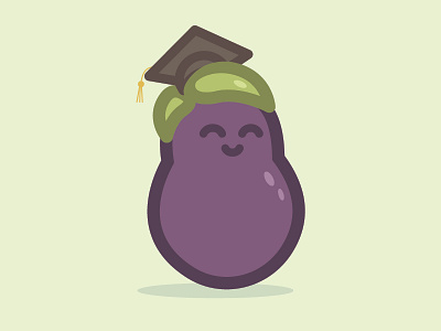 The Educated Eggplant cartoon character cute eggplant food green illustration illustrator purple