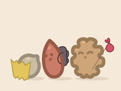 The Nomadic Nuts character design cute food icon icon design illustration illustrator kawaii vegan