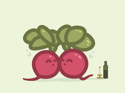 The Romantic Radishes character design cute food icon icon design illustration illustrator kawaii love radish romance vegan