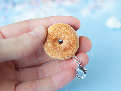 Behind-the-Donut bakery blue charm circle clay craft cute donut doughnut food handmade photo