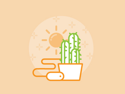 Desert Mouse cacti cactus cute flat illustration hot illustration orange plant succulent sun vector illustration