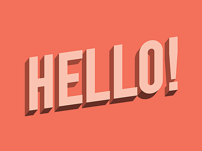 Hello World! 3d coral hello introduction lettering peach pink three dimension type typography vector