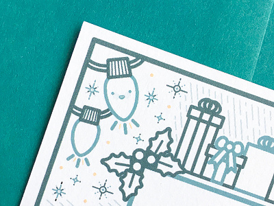 Holiday Card Sneak Peek art cards christmas cute drawing gifts holiday holidays illustration kawaii lights vector