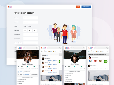 Seen app design flat ui ux web website