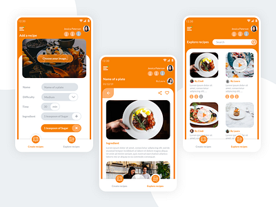 Cookla app design flat ui ux