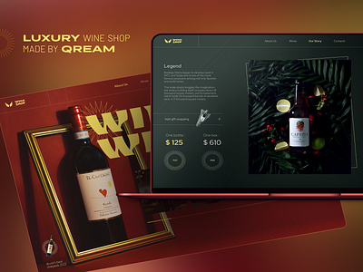 Luxury Wine Shop Website Design bottle branding design design agency green logo macbook main page red red design red site ui ui design ux ux research velvet web website design wine wine bottle