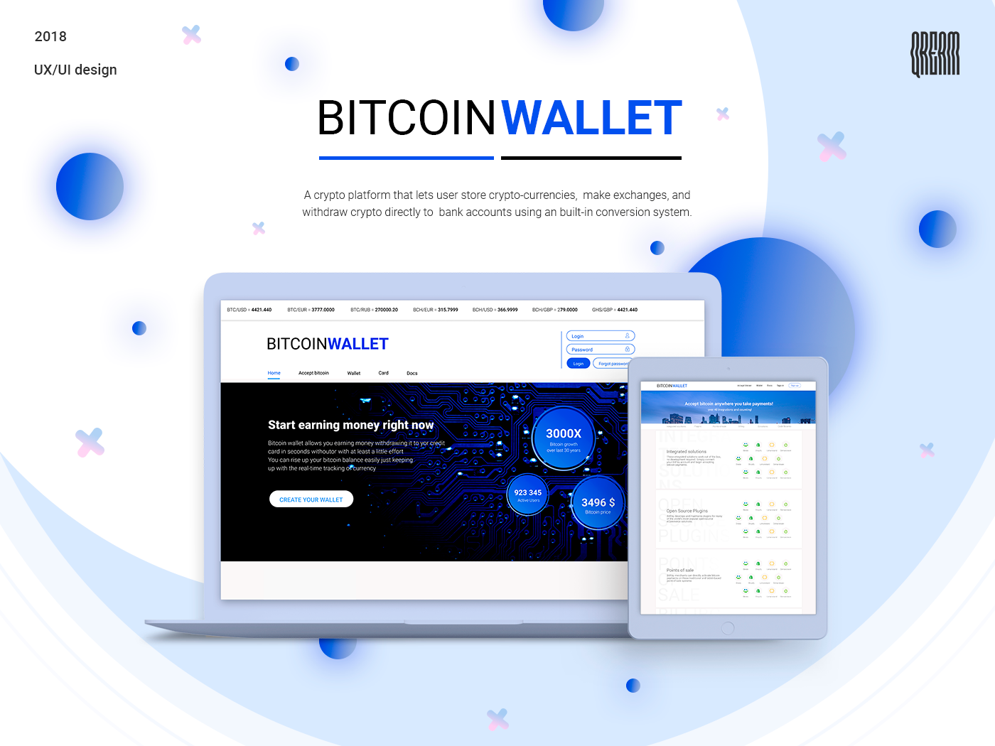 Online bitcoin wallet with exchange