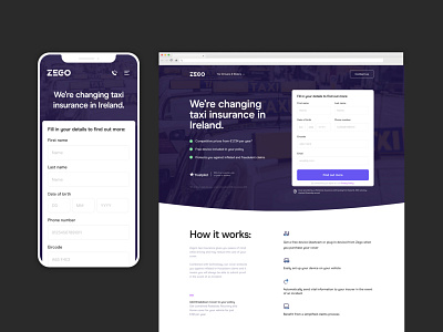 Taxi Insurance in Ireland - Product Webpage (UI Design)