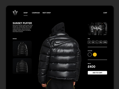 NOCTA NIKE - Landing Page app black branding clothing brand dark ui design digital design drake ecommerce fashion icon jacket logo nike online shopping ui vector web design website