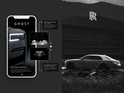 Rolls Royce Ghost app branding car cards ui dark ui design digital design discover ghost graphic design icon interface logo luxury mobile rolls royce ui ux vector website