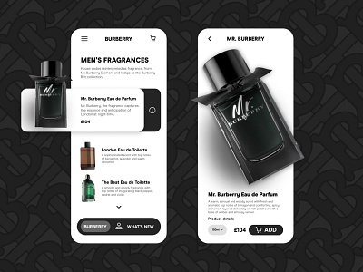 Mr. Burberry app black brand branding burberry button design digital design ecommerce fragrance graphic design icon illustration logo luxury shop store ui ux vector