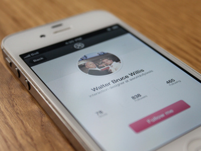 Dribbble App Design - unknown user app clean design dribbble follow fresh iphone mobile profile screen