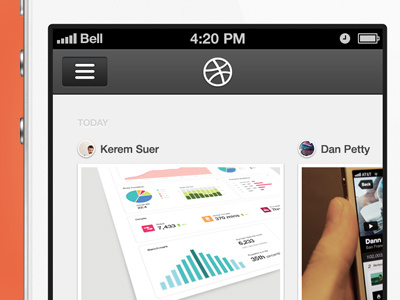 Dribbble App Design - shots following