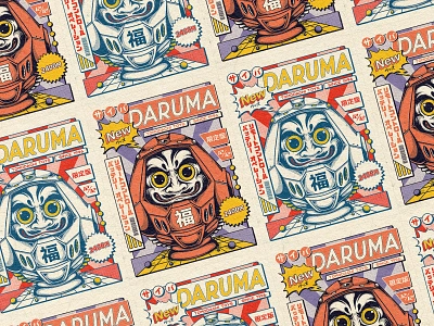 Paiheme Studio's Course Project: Cyber Daruma branding daruma design graphic design illustration japan japan culture japanese logo manga poster retro vector vintage vintage badge vintage design vintage illustration vintage japan vintage logo vintage poster