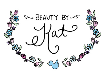 Beauty by Kat beauty bird hand lettering illustrator logo makeup artist wreath