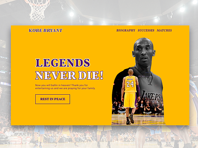 RIP - KOBE BRYANT adobe xd basketball kobe bryant la lakers landingpage ui ux website