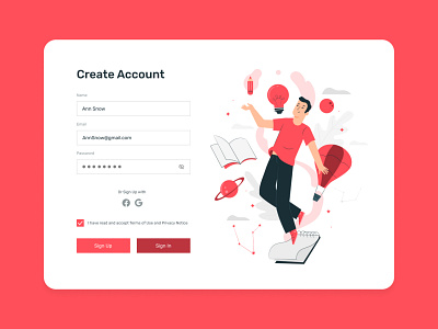 Daily UI - Sign Up account create account daily ui design form new account registration registration form sign in sign up sign up form ui ux uxui web web design