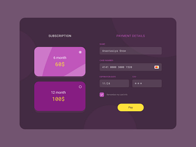 Daily UI - Credit Card Checkout card concept credit card credit card checkout credit card form daily ui design form pay payment payment details payment form payment page subscription ui uxui webdesign
